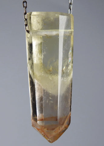 Citrine Quartz Crystal with Lithium inclusions Necklace