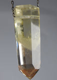 Citrine Quartz Crystal with Lithium inclusions Necklace