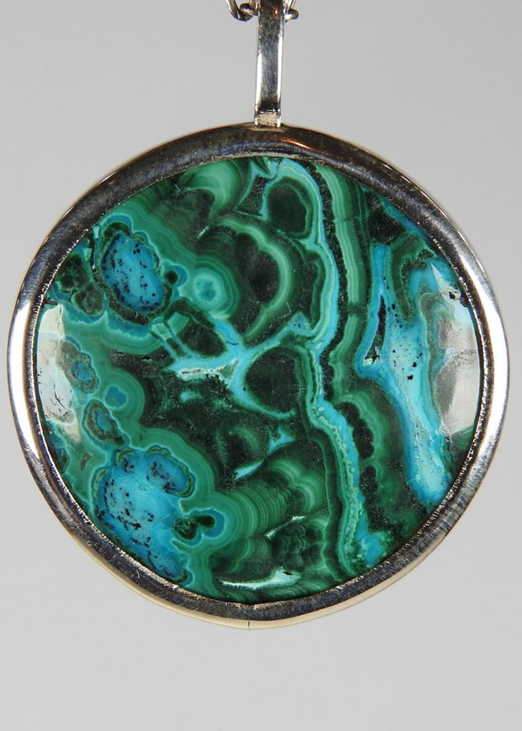 Chrysocolla & Malachite Crystal Pendant