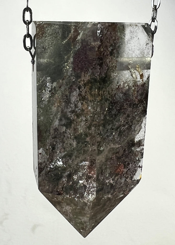 Quartz Crystal Necklace with Amphibole Inclusions