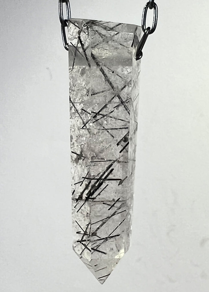 Black Rutile Quartz Crystal Necklace
