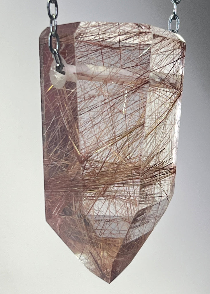 Gold Rutile Quartz Crystal Necklace