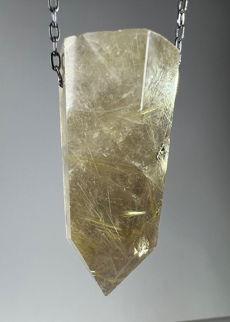 Gold Rutile Quartz Crystal Necklace