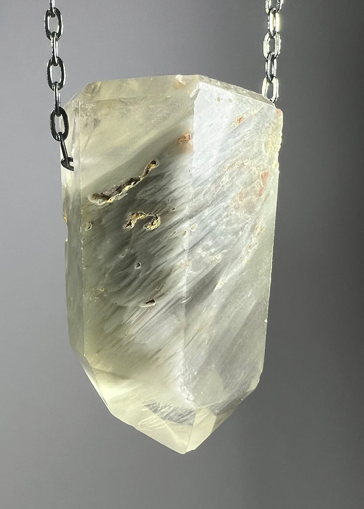 Quartz Crystal Necklace with Amphibole Inclusions