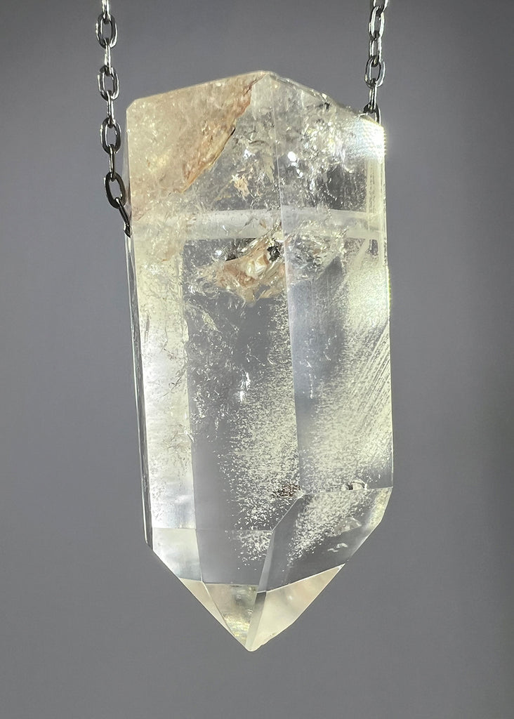 Quartz Crystal Necklace with Amphibole Inclusions