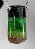 Indicolite Blue, Green, and  Pink Tourmaline Crystal Necklace