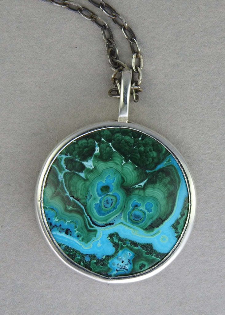 Chrysocolla & Malachite Crystal Pendant