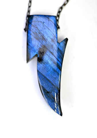 Labradorite "Aladdin Sane" Lighting Bolt Necklace