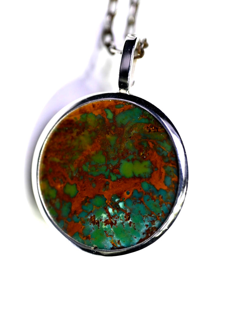 Kingman Arizona Turquoise Planet Earth Pendant