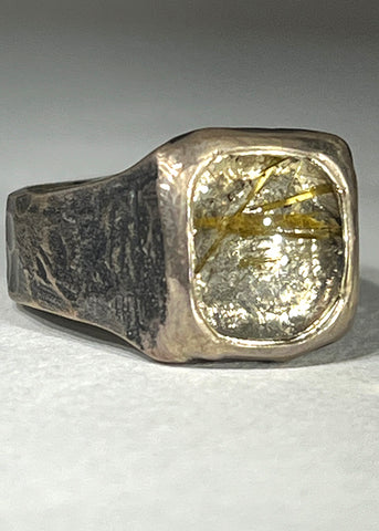 Gold Rutile Quartz Ring