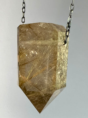 Gold Rutile Quartz Crystal Necklace