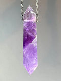 Amethyst Crystal Necklace with Chevron pattern