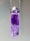 Amethyst Crystal Necklace with Chevron pattern