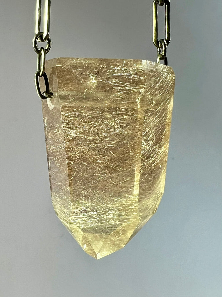Gold Rutile Quartz Crystal Necklace
