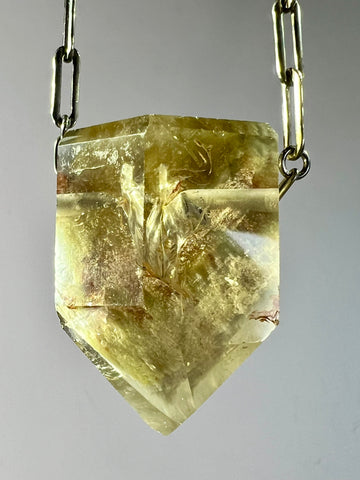 Quartz Crystal Necklace with Amphibole Inclusions