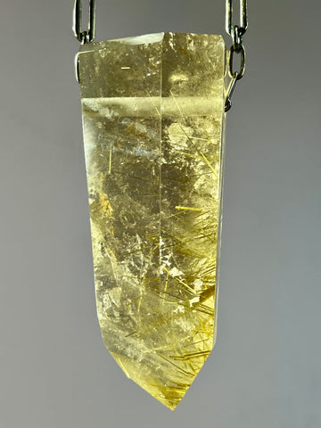 Gold Rutile Quartz Crystal Necklace