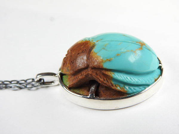 Kingman Arizona Turquoise Carved Sacred Scarab Amulet – Joseph