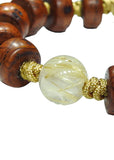 Tibetan Bodhi Bead Bracelet with Gold Rutile Quartz