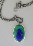 Azurite and Malachite Pendant Crystal Necklace