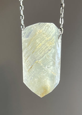 Quartz Crystal Necklace with Amphibole Inclusions