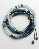 Apatite, Arizona Turquoise, Aquamarine and Chrysocolla Wrap Bracelet