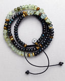 Chrysocolla, Gold Tiger Eye, Fluorite and Prehnite Wrap Bracelet