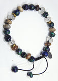 Azurite, Clear Quartz Crystal Malachite & Wood Opalite Bracelet