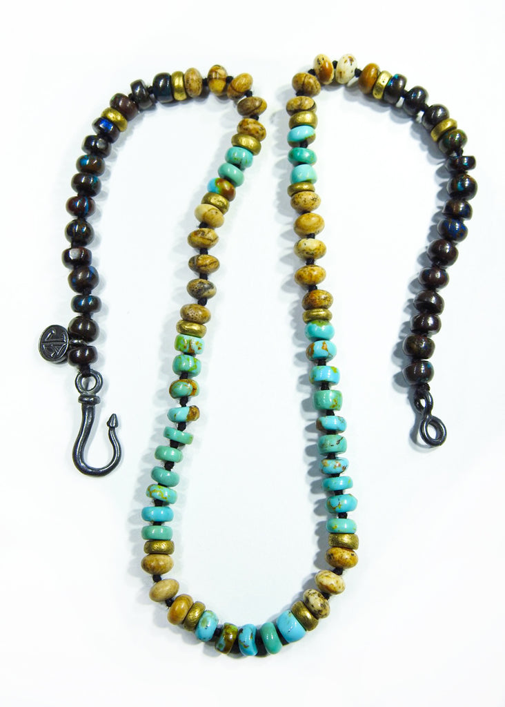 Arizona Turquoise, Chrysocolla & Picture Jasper "Joshua Tree" Surf Necklace