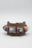 Botswana Agate Pyramid Leather Cuff