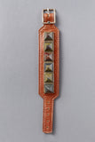 Iron Tiger Eye Pyramid Leather Cuff