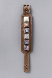 Botswana Agate Pyramid Leather Cuff