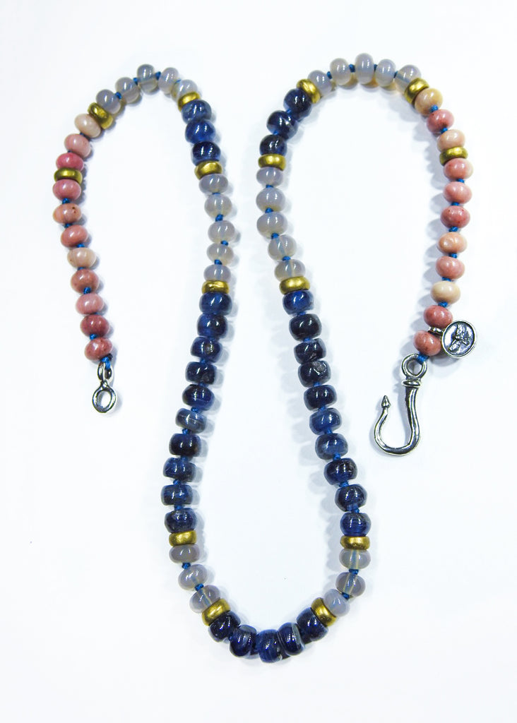 Grey Onyx, Kyanite & Rhodonite Necklace