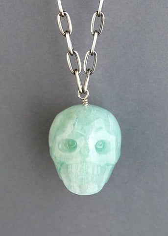 Adventurine Quartz Skull Necklace