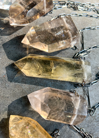 Mega Moss Quartz Crystal Necklace Collection