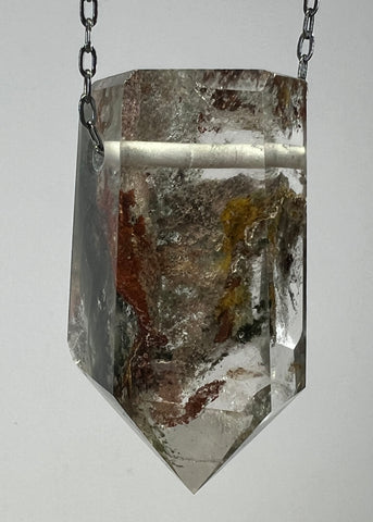Quartz Crystal Necklace with Amphibole Inclusions
