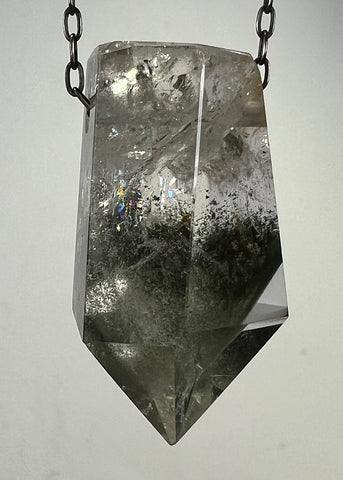 Quartz Crystal Necklace with Amphibole Inclusions