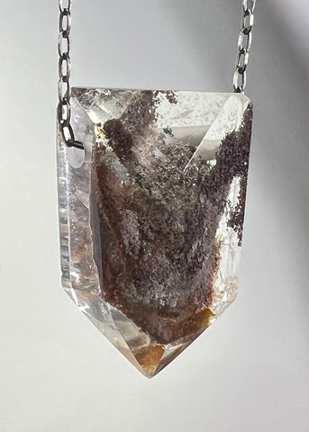 Quartz Crystal Necklace with Amphibole Inclusions