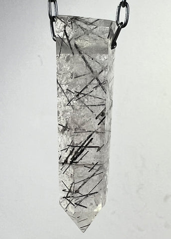 Black Rutile Quartz Crystal Necklace