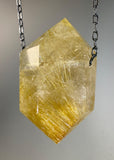 Gold Rutile Quartz Crystal Necklace