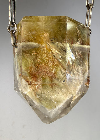 Quartz Crystal Necklace with Amphibole Inclusions