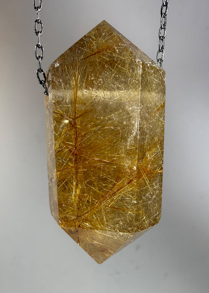 Gold Rutile Quartz Crystal Necklace