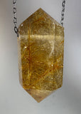 Gold Rutile Quartz Crystal Necklace