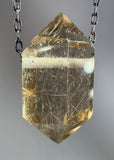 Gold Rutile Quartz Crystal Necklace