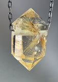 Gold Rutile Quartz Crystal Necklace