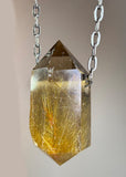 Gold Rutile Quartz Crystal Necklace