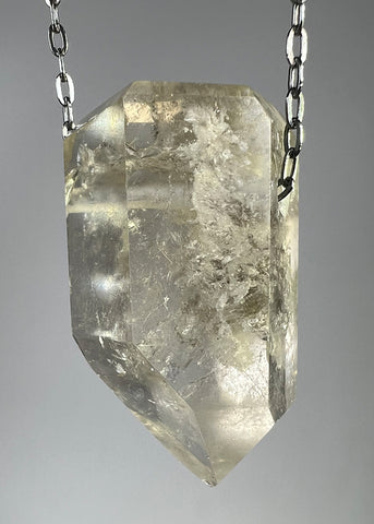 Quartz Crystal Necklace with Amphibole Inclusions