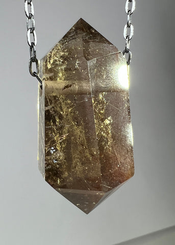 Gold Rutile Quartz Crystal Necklace