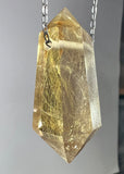 Gold Rutile Quartz Crystal Necklace
