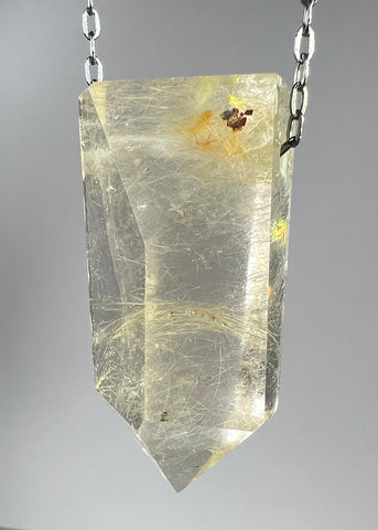 Gold Rutile Quartz Crystal Necklace