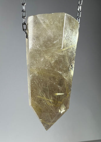 Gold Rutile Quartz Crystal Necklace